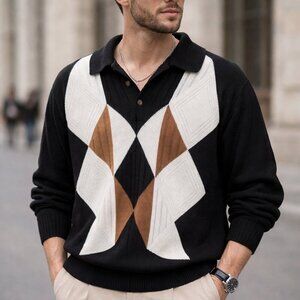 Lyle & Scott of Scotland, size large, Black and Brown Knitwear long sleeve